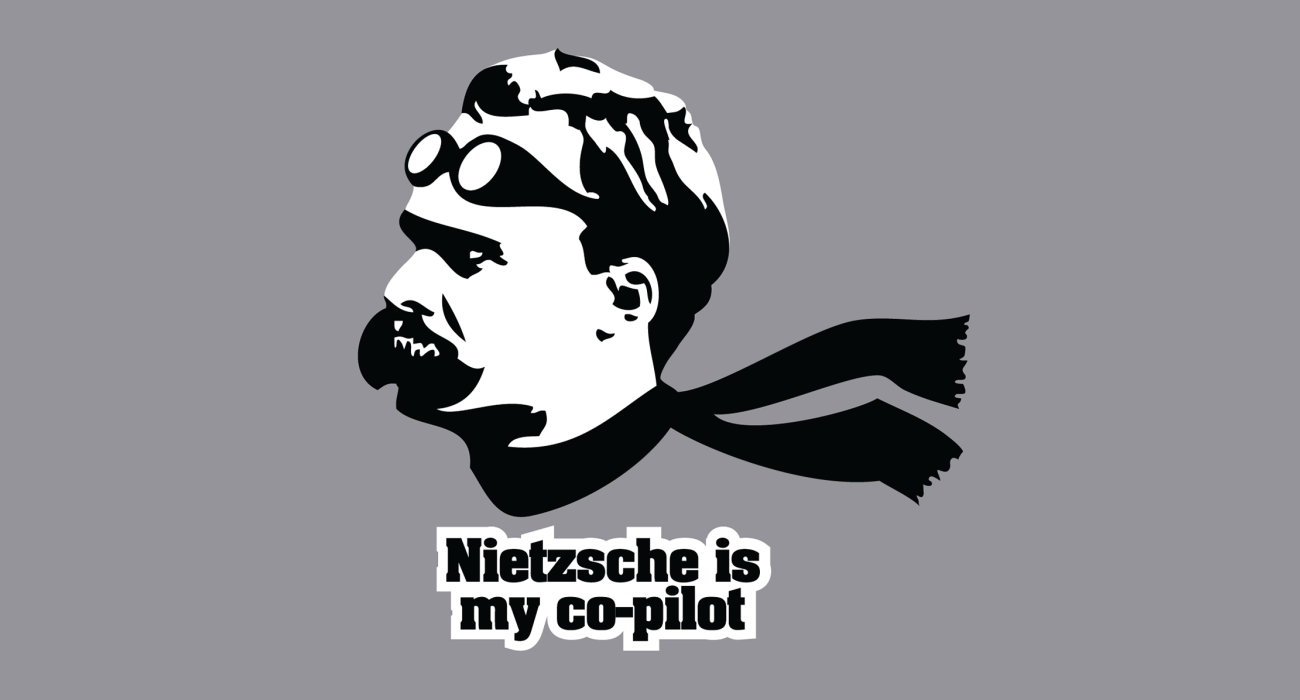 Mad existentialist philosopher Friedrich Nietzsche perhaps best known for his proclamation God is dead. I don't know where we are flying but I bet there will be way more nudity then if Jesus was in the cockpit