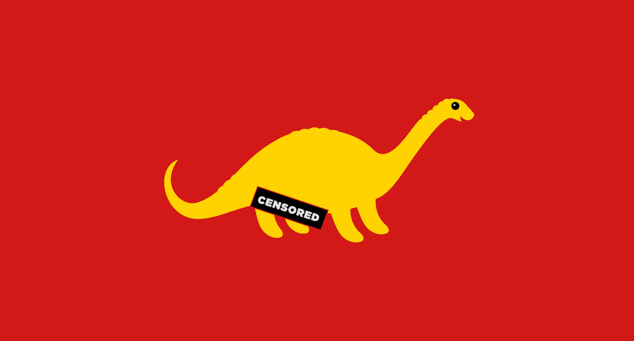 A cute lil' brontosaurus who is apparently feeling a bit randy, tastefully censored to protect our delicate sensibilities