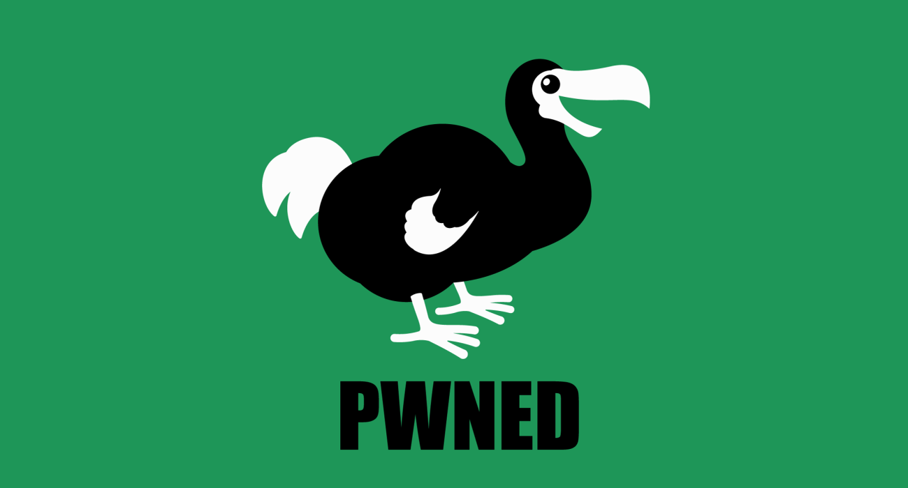 A dodo bird stamped with the title PWNED, accurate given how bad we fragged them while camping their spawn point