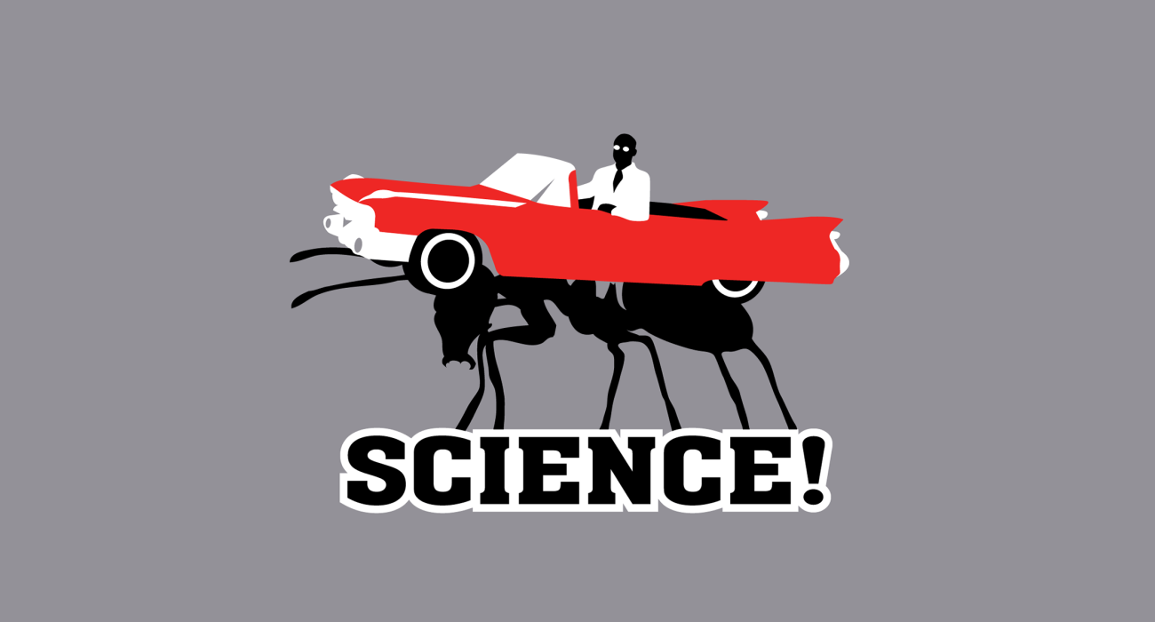 A scientist pimping it on his ant powered Cadillac