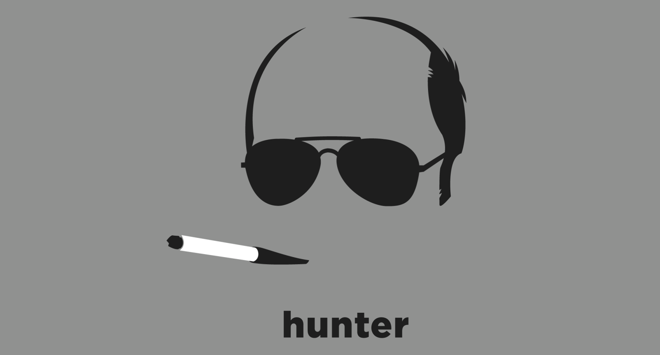 Hunter S. Thompson: American gonzo journalist and author and counter cultural figure best known for his 'Gonzo' style journalism and heavy drug use