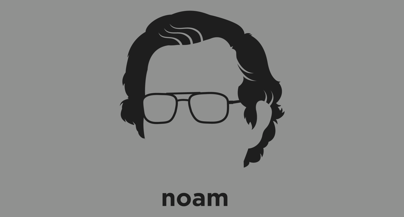 Noam Chomsky: described as the 'father of modern linguistics', populizer of the concept of 'universal grammar' and a major figure in analytic philosophy