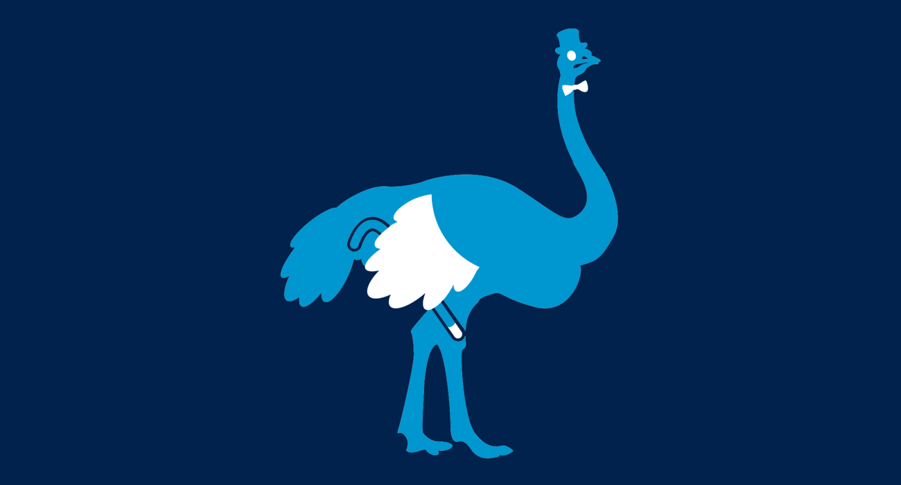 A fancy pants ostrich, dressed to the nines and ready for a night out on the town