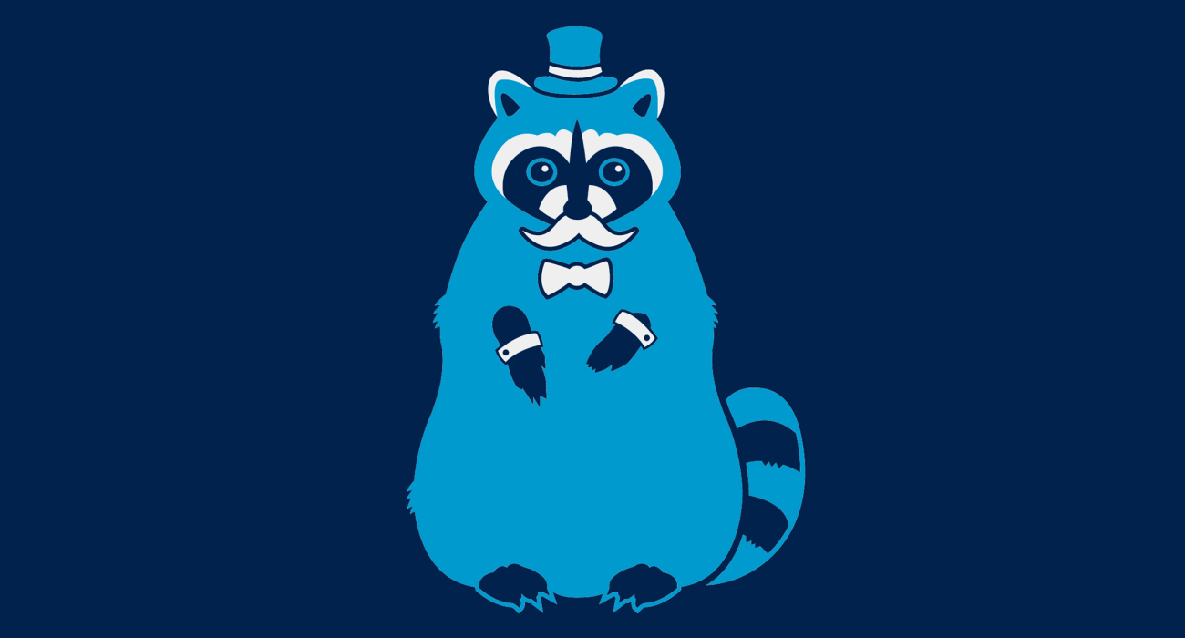 A fancy pants Raccoon wearing a top hat and dressed to the nines, then slathered on a t-shirt