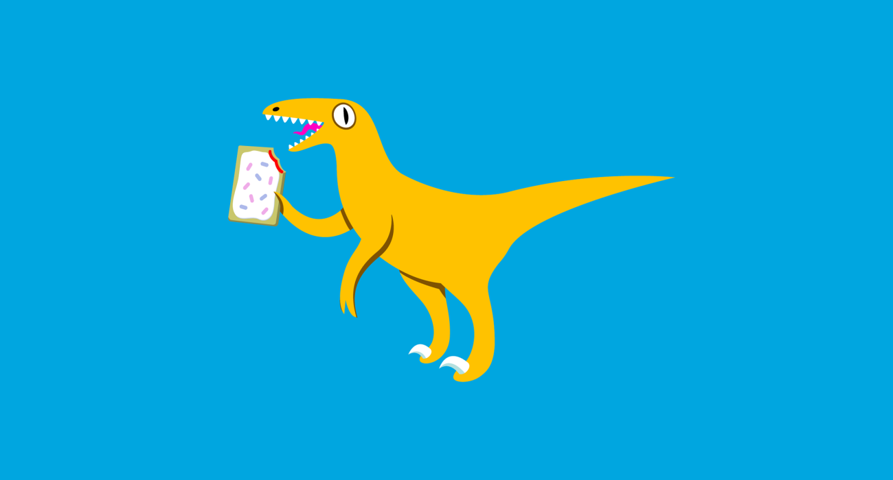 Does what it says on the tin: A Velociraptor Holding a Poptart..